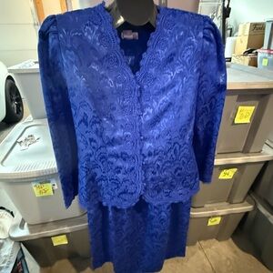 Elegant Blue Lace Dress Set mp15